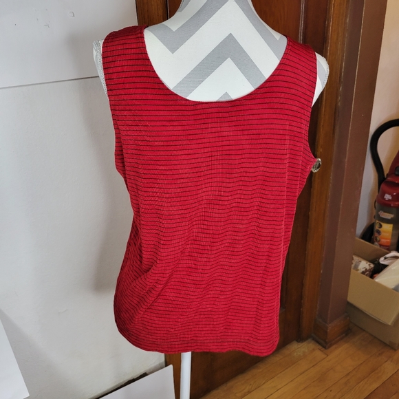 Womans Chicos Red/Black Stripped Tank Top Size 3 - Picture 2 of 5